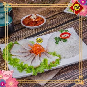 Cơm tôm chua thịt heo luộc